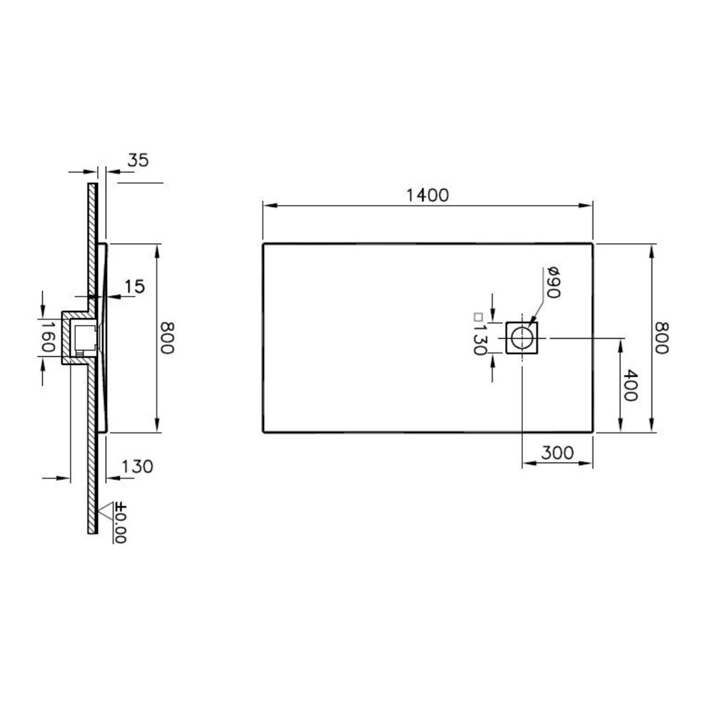Receveurs de douche VITRA V-Stone 140x80