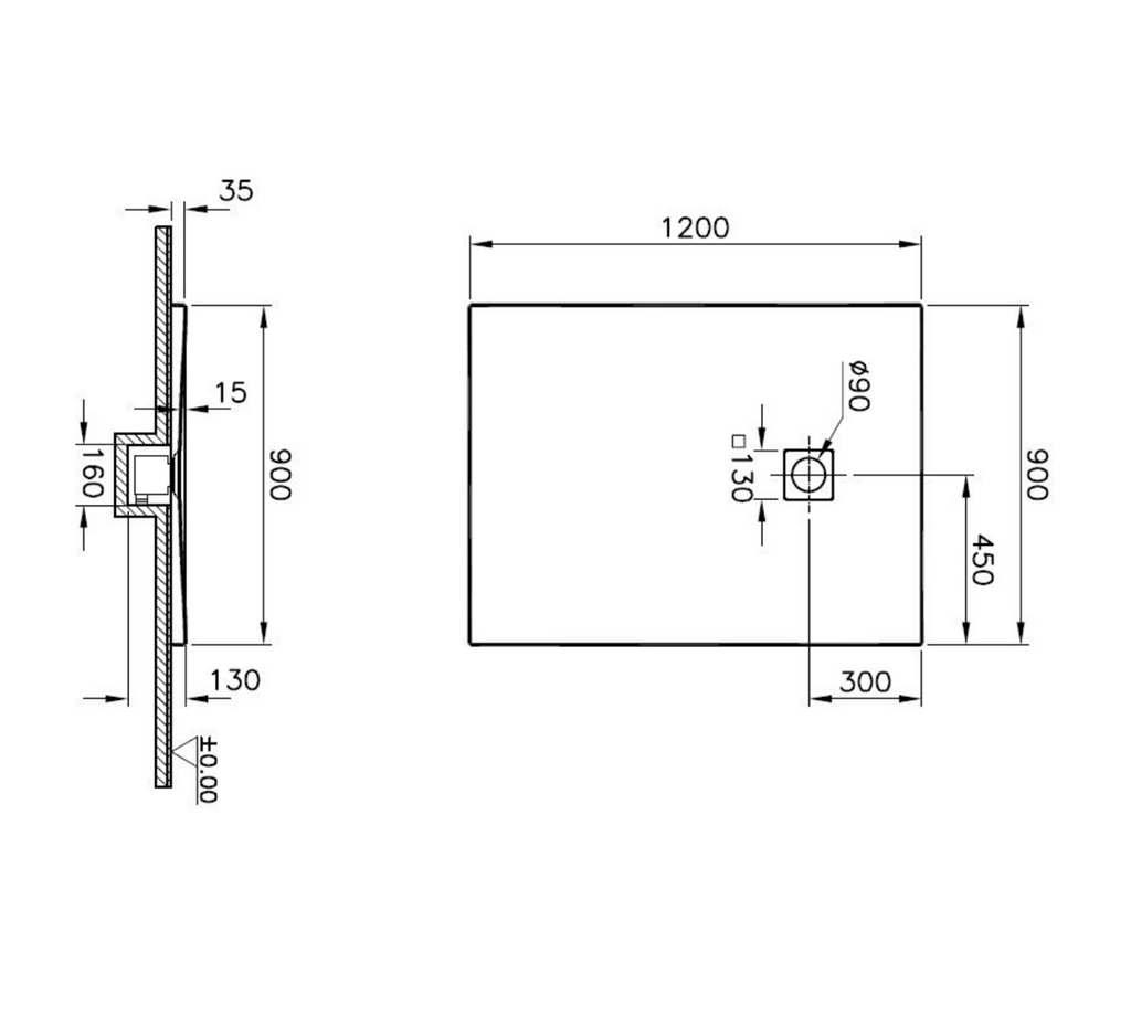 Receveurs de douche VITRA V-Stone 120x90