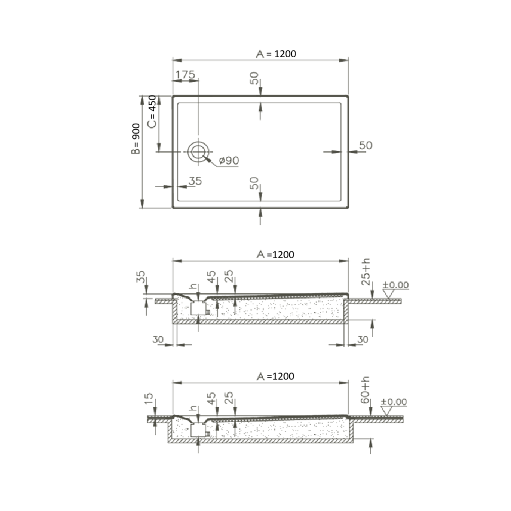 Receveurs de douche VITRA Smooth 120x90