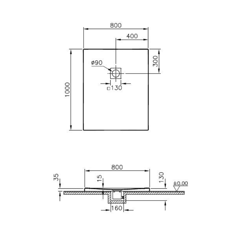 Receveurs de douche VITRA V-Stone 100x80