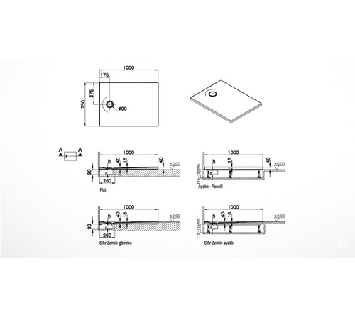 Receveurs de douche VITRA Leaf  100x75