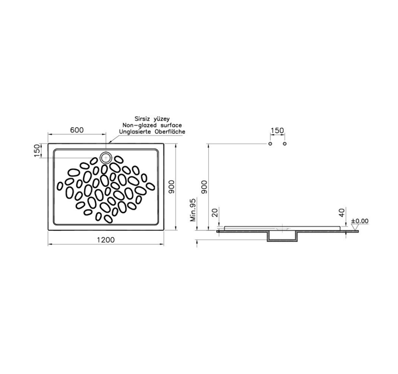 Receveurs de douche Océan Leaf  100x75