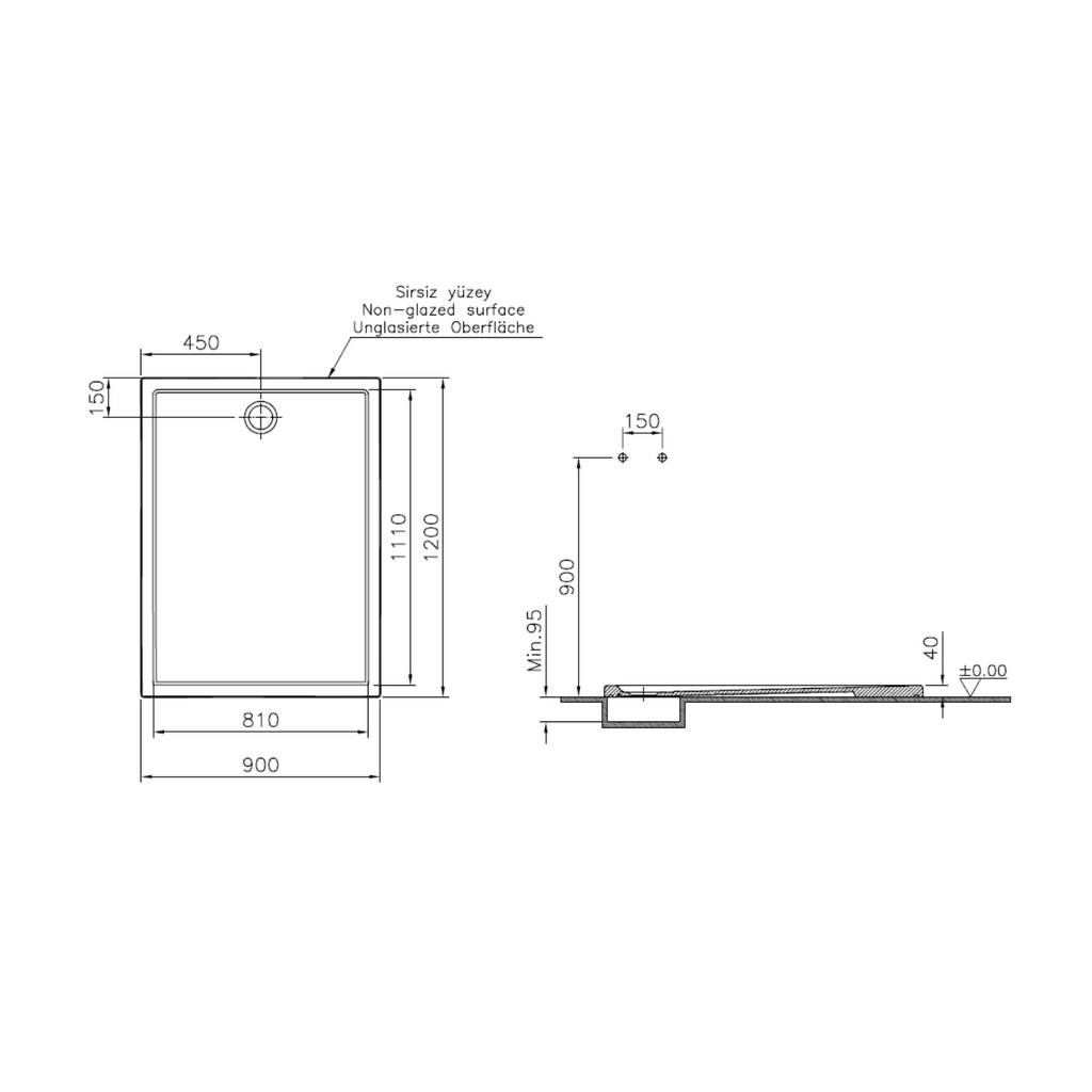 Receveurs de douche VITRA Cascade 120x90