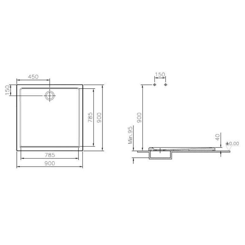 Receveurs de douche VITRA Cascade 90x90