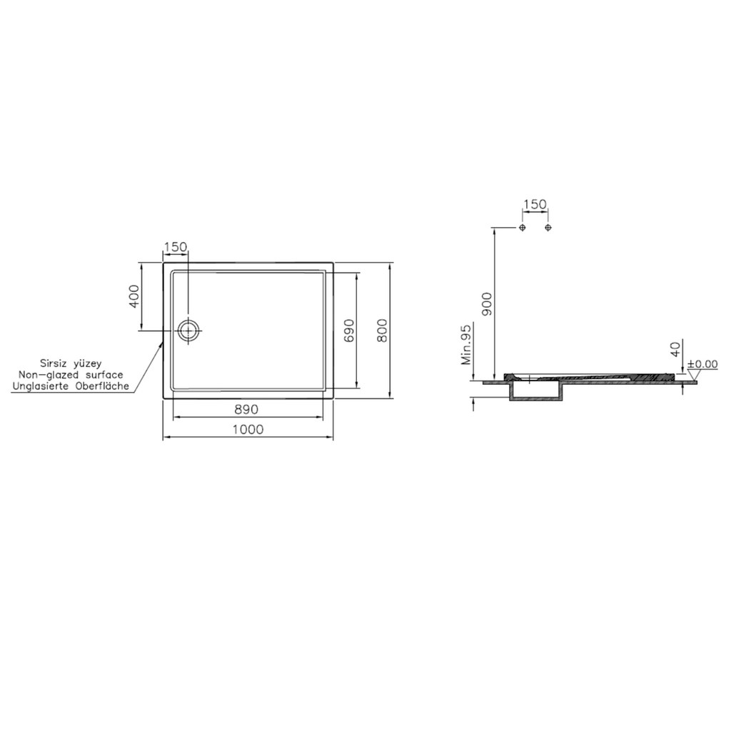 Receveurs de douche VITRA Cascade 100x80