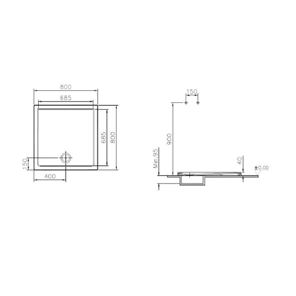 Receveurs de douche VITRA Cascade 80x80