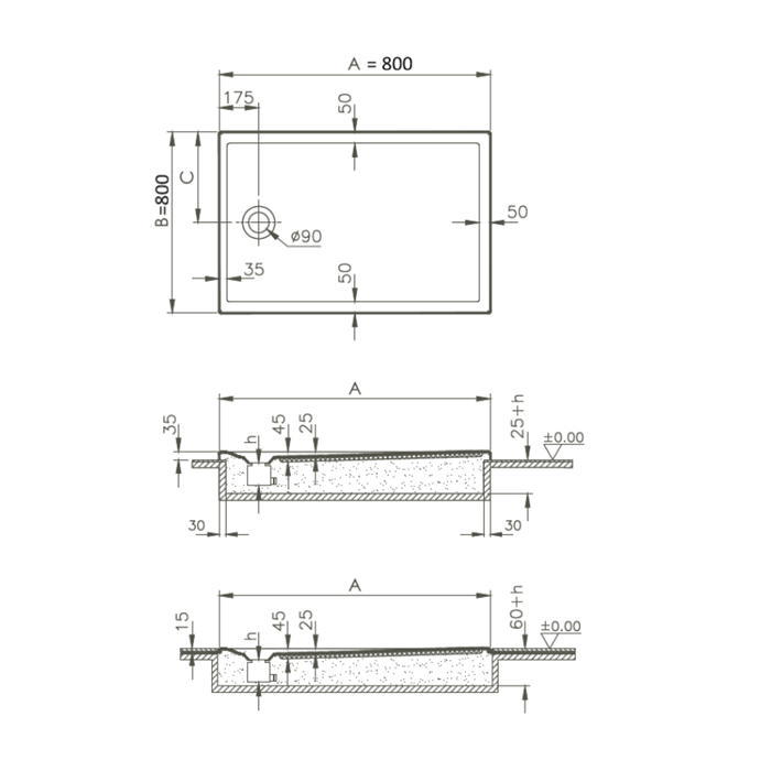 Receveurs de douche VITRA Smooth 80x80