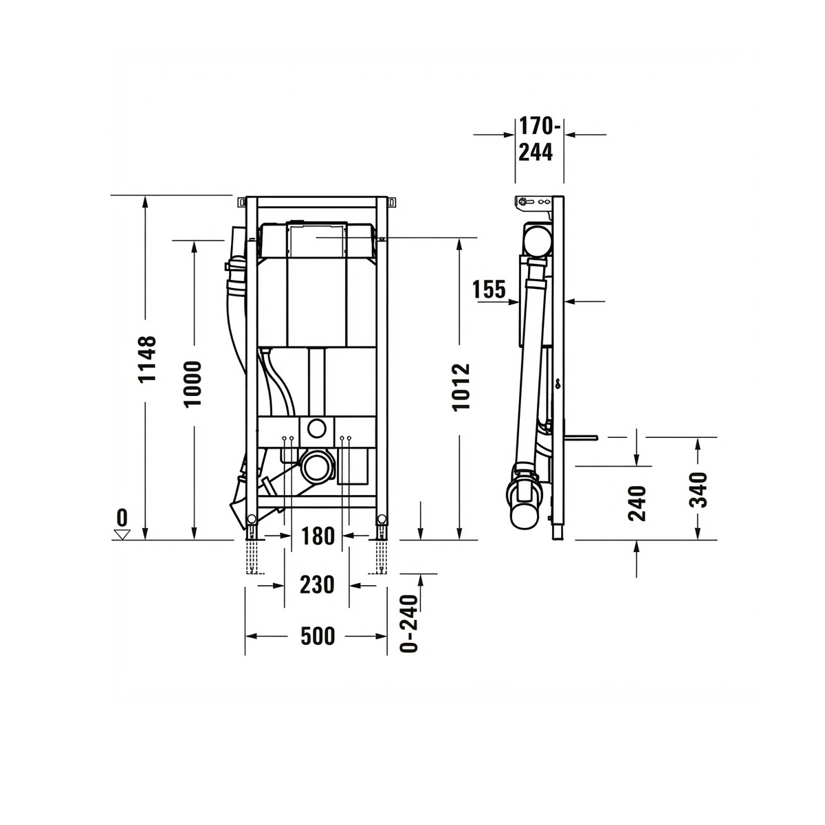 Bâti-support WC DURAVIT DuraSystem avec aspiration manuelle des odeurs