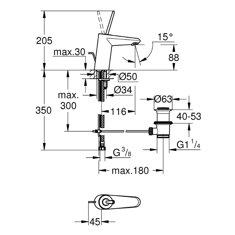 Robinet de lavabo GROHE Eurodisc Joy