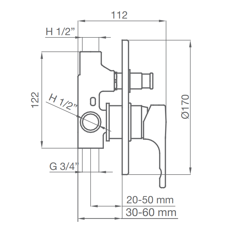 Robinet de douche encastré 2 sorties GRB Tender