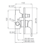 Robinet de douche encastré 2 sorties GRB Tender
