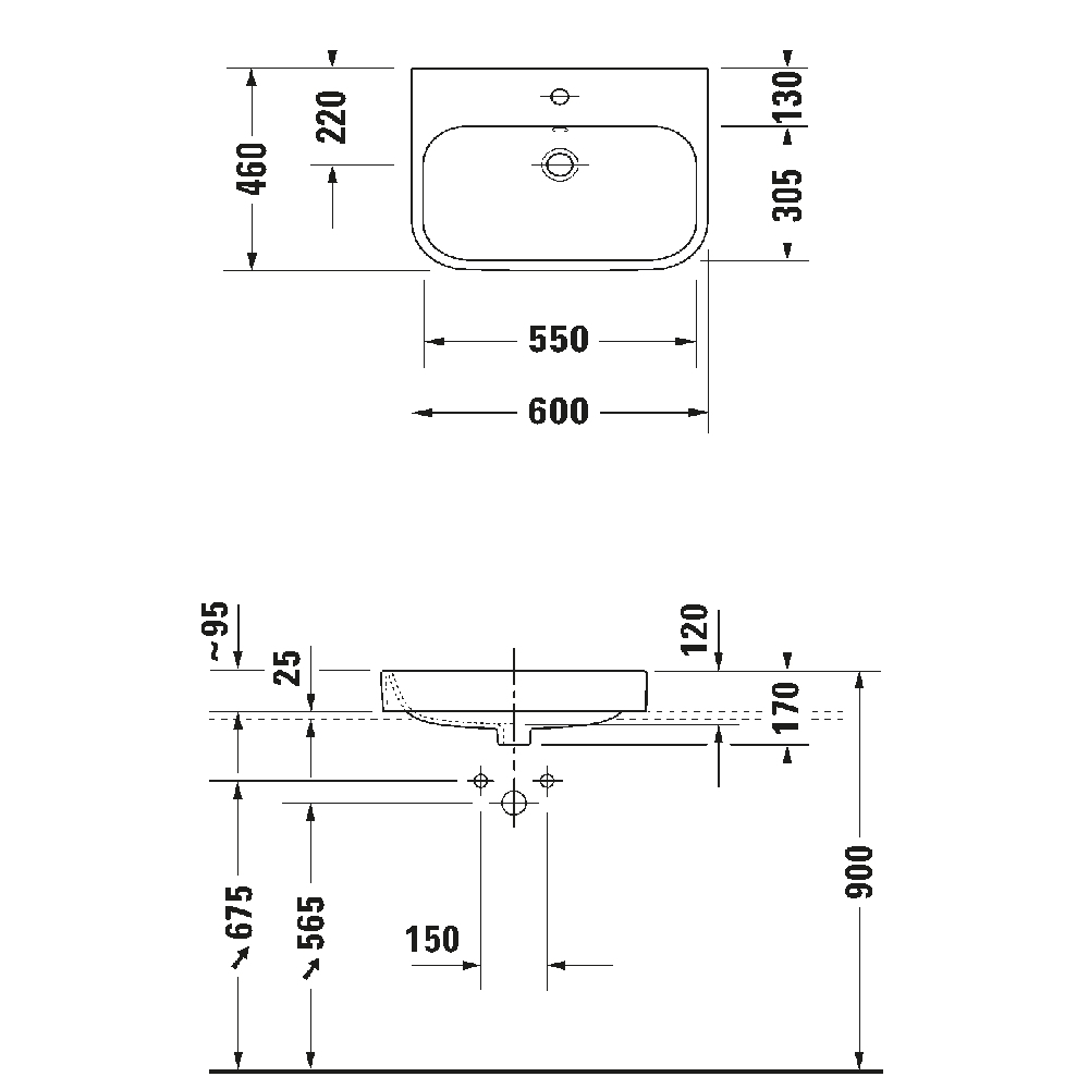 Lavabo DURAVIT Happy D.2 60 cm avec trou pour robinetterie