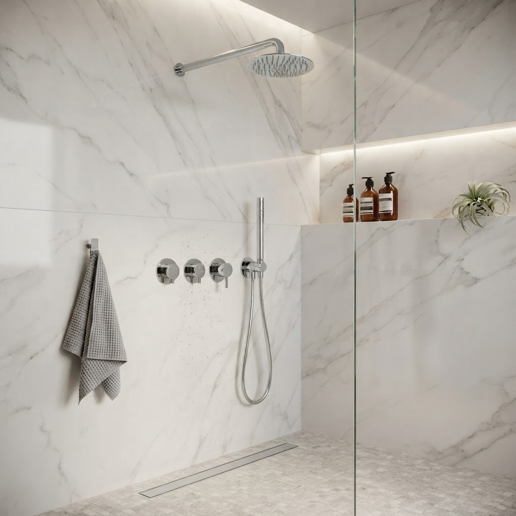 Kit de douche encastrée thermostatique Rovira Link – 2 voies avec douche de tête