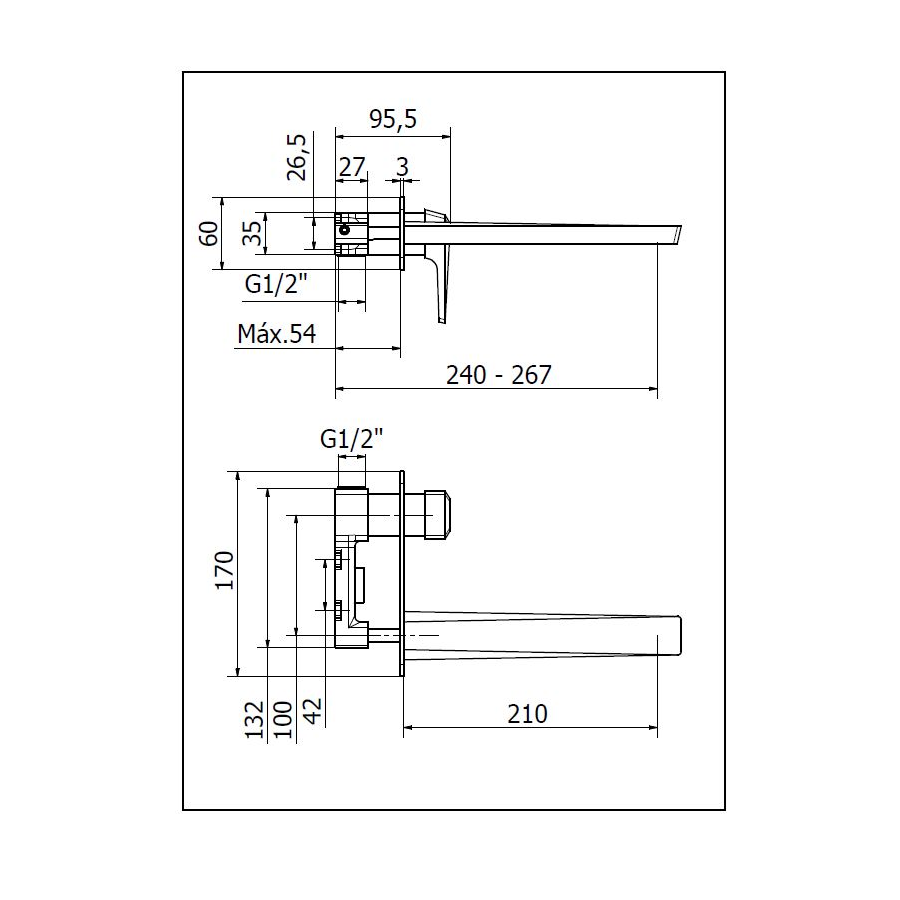 Mitigeur de lavabo à encastrer ROVIRA Nir 21 cm