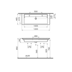 VITRA Integra 120x47 double basin vanity top