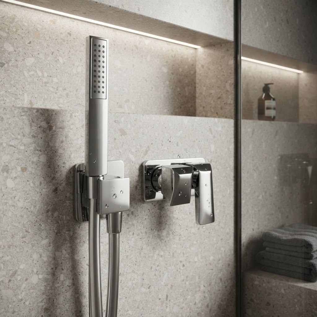 Mitigeur de douche encastré horizontal 2 voies avec prise d’eau séparée Rovira Artik