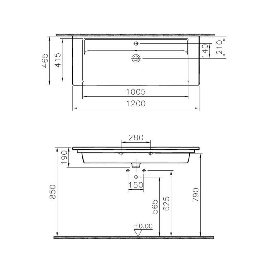 Plan de toilette VITRA Integra 120x47