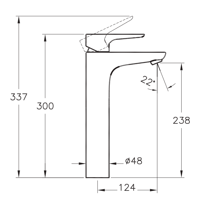 Robinet de lavabo pour vasque VITRA X-Line BlueStep sans garniture de vidage