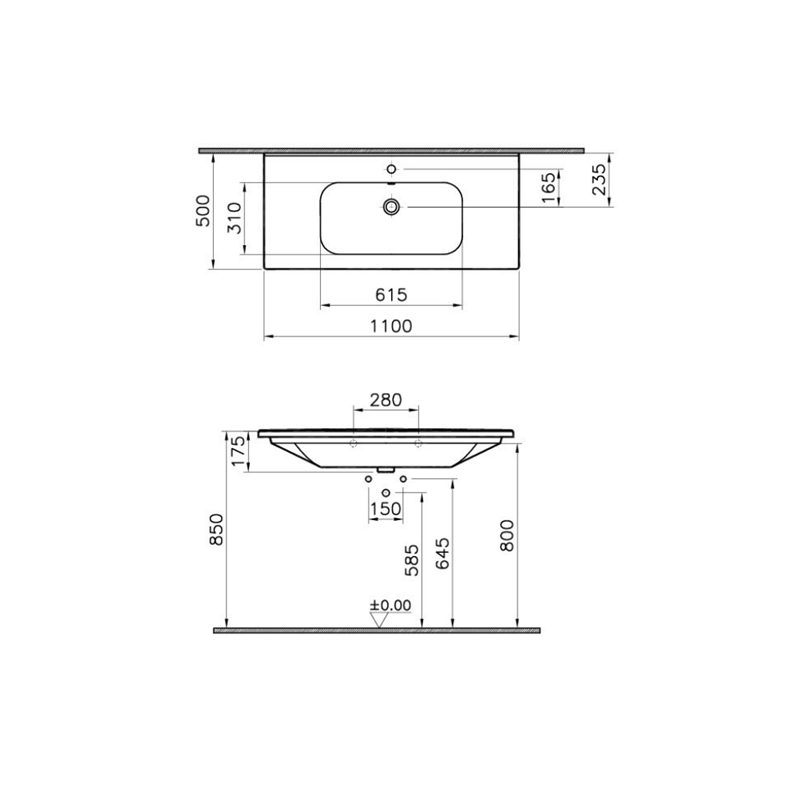 Lavabo VITRA D-Light 110x50