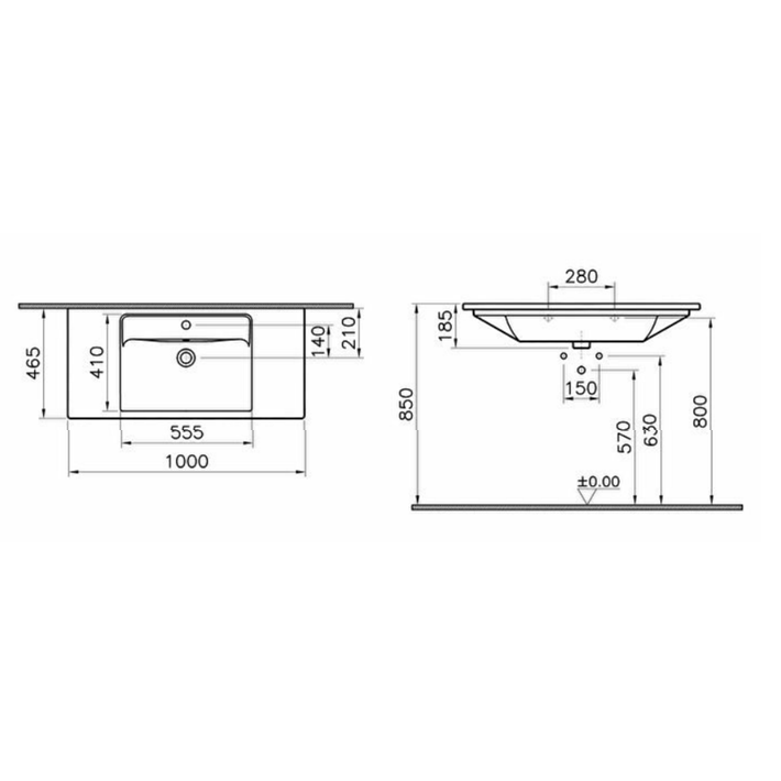 Plan céramique VITRA Integra 100x47
