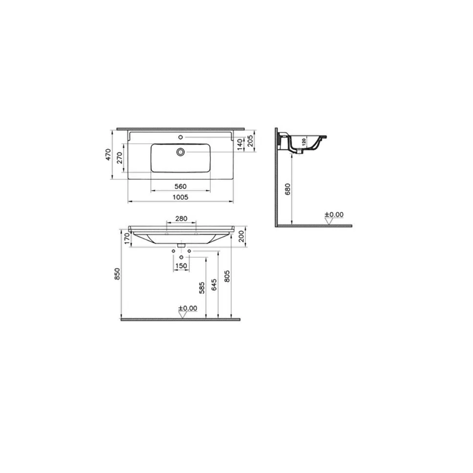 Plan de toilette VITRA Integra 100x46