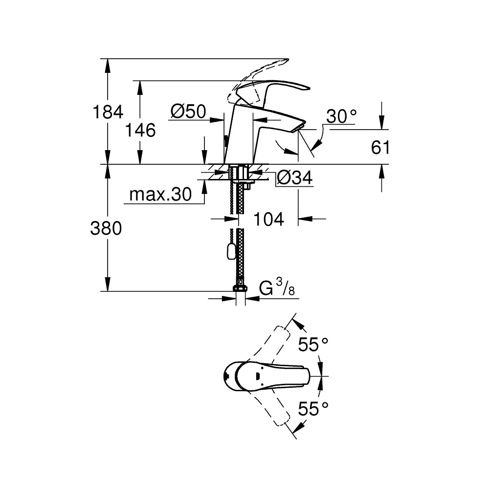 Robinet de lavabo Grohe Eurosmart