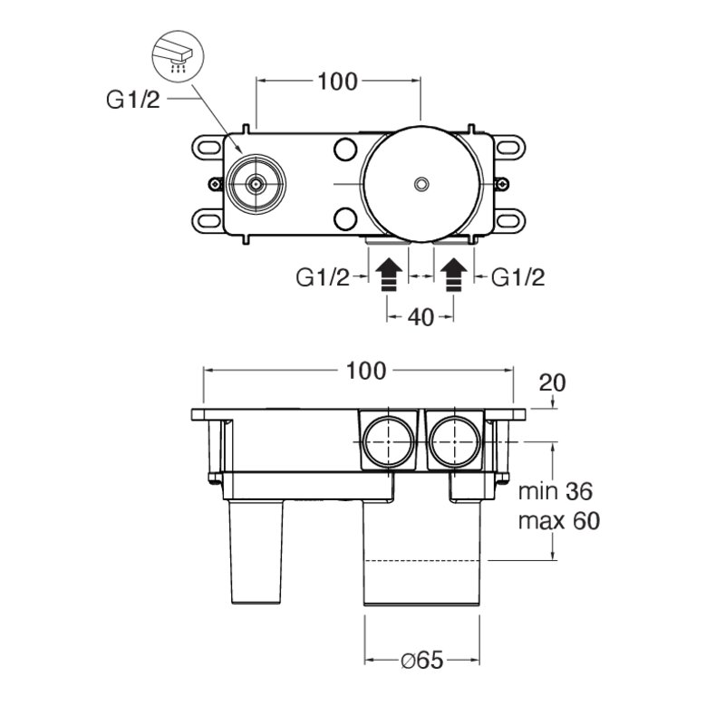 Corps d’encastrement pour mitigeur lavabo/bidet CRISTINA System