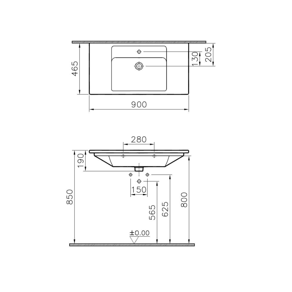 Plan de toilette VITRA Integra 90x47