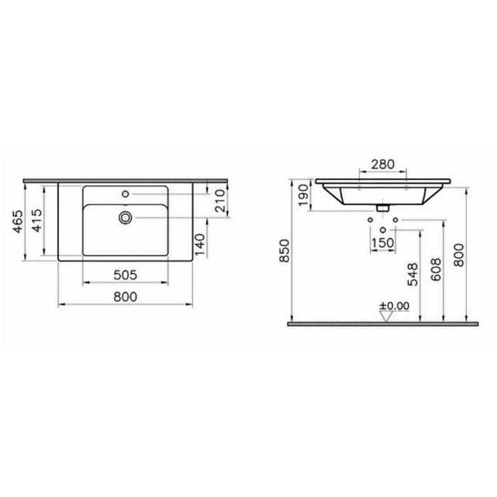 Plan de toilette Vitra Integra 80x47