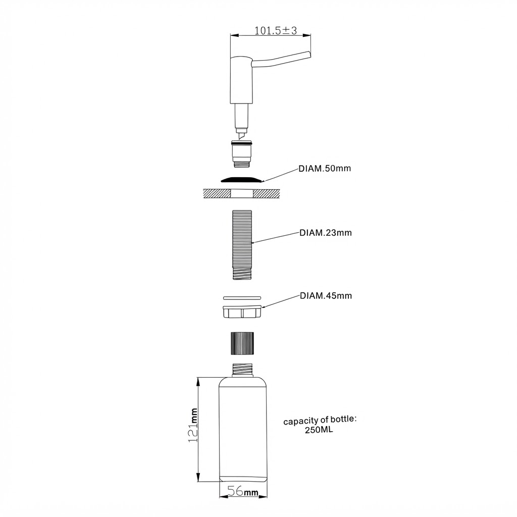 Distributeur de savon encastrable PYRAMIS 250 ml