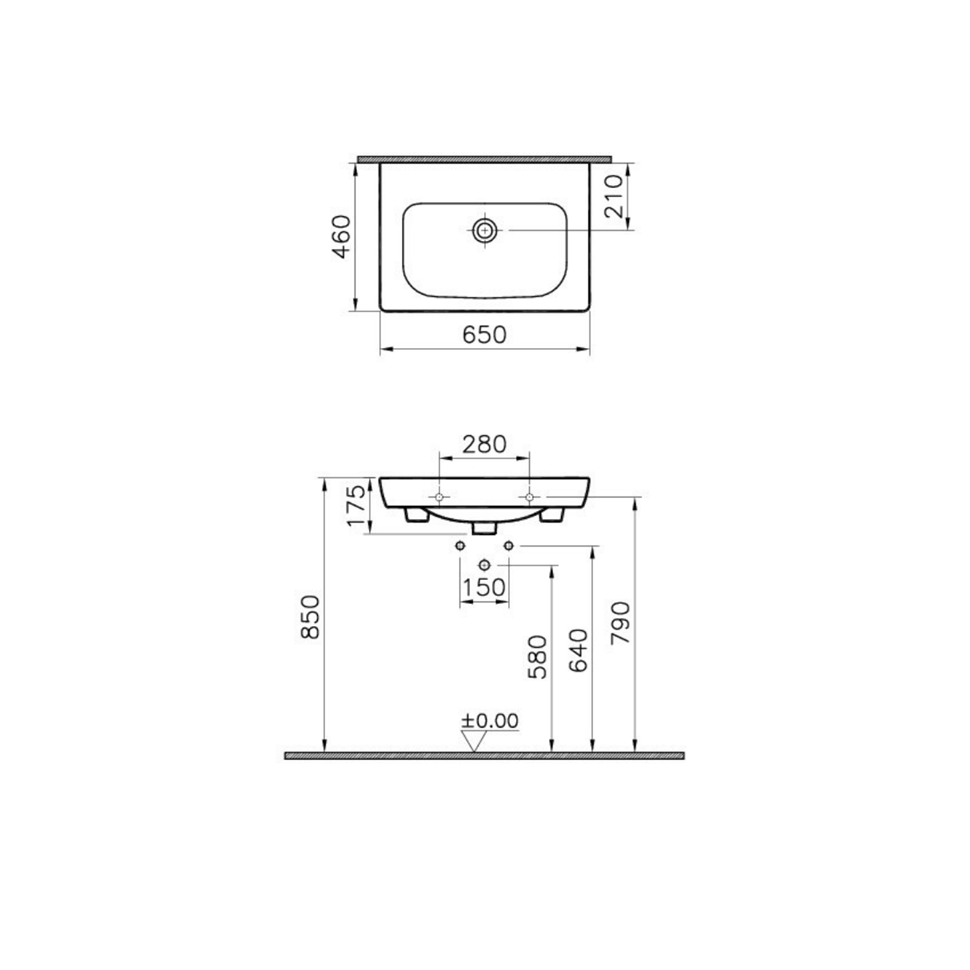 Plan de toilette VITRA S20 65x46