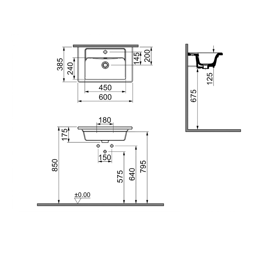 Plan de toilette VITRA Integra 60x38