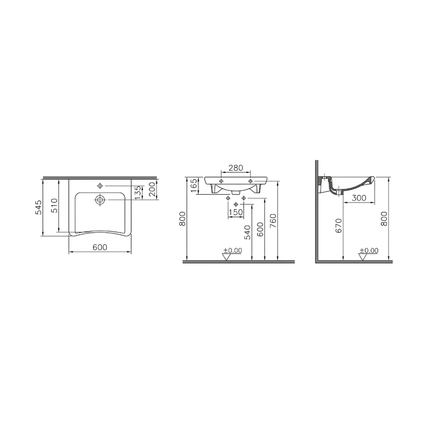 Lavabo PMR VITRA Conforma 60x55