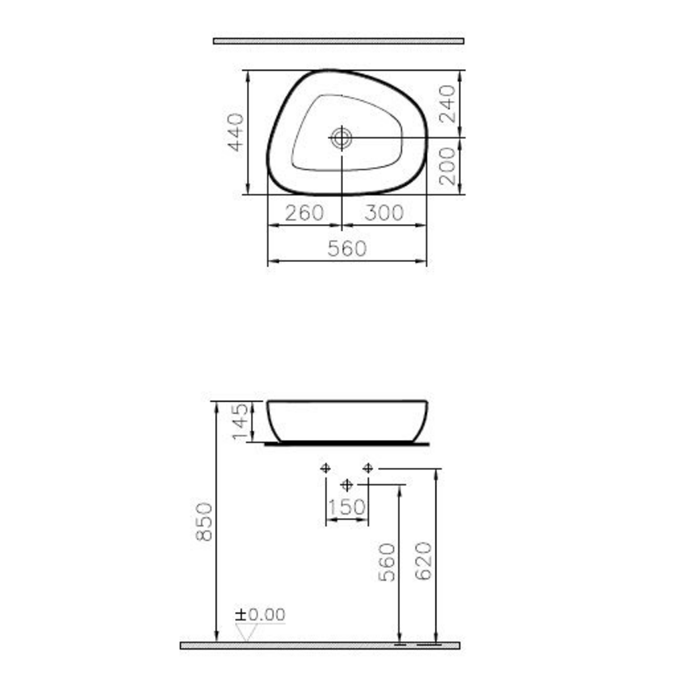 Vasque à poser VITRA Outlin 56x44