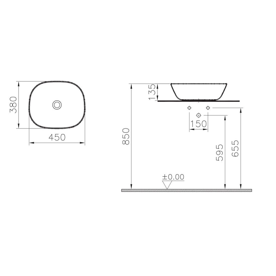 Vasque encastrée VITRA Plural 45x38