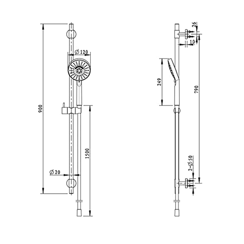 BRAVAT Royal Bath 90cm Shower Set