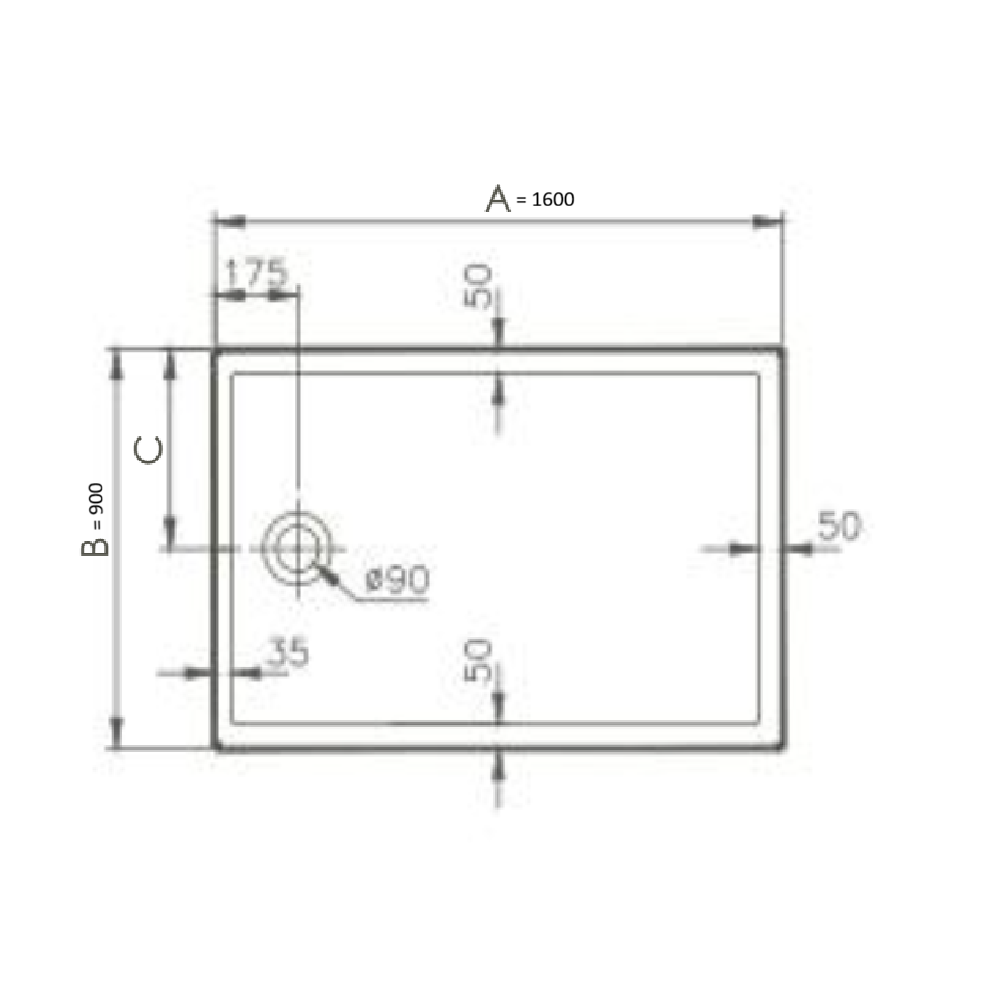 Receveurs de douche VITRA Smooth 160x90