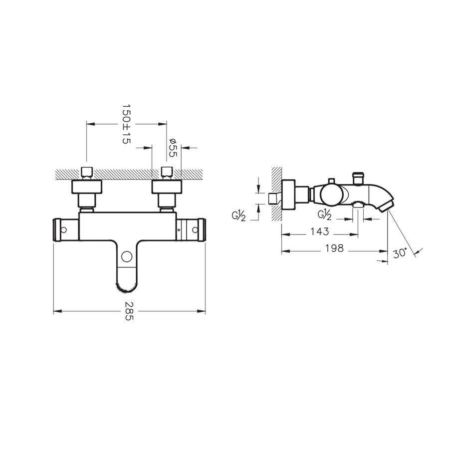 Mitigeur thermostatique bain-douche VITRA Minimax S