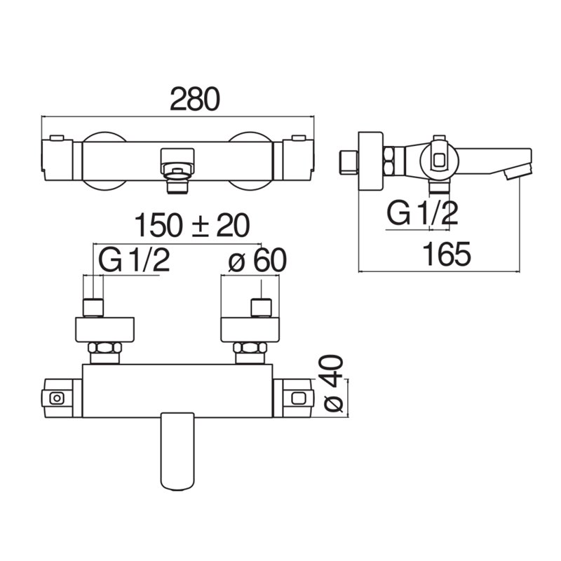 Mitigeur thermostatique bain-douche NOBILI Tyko