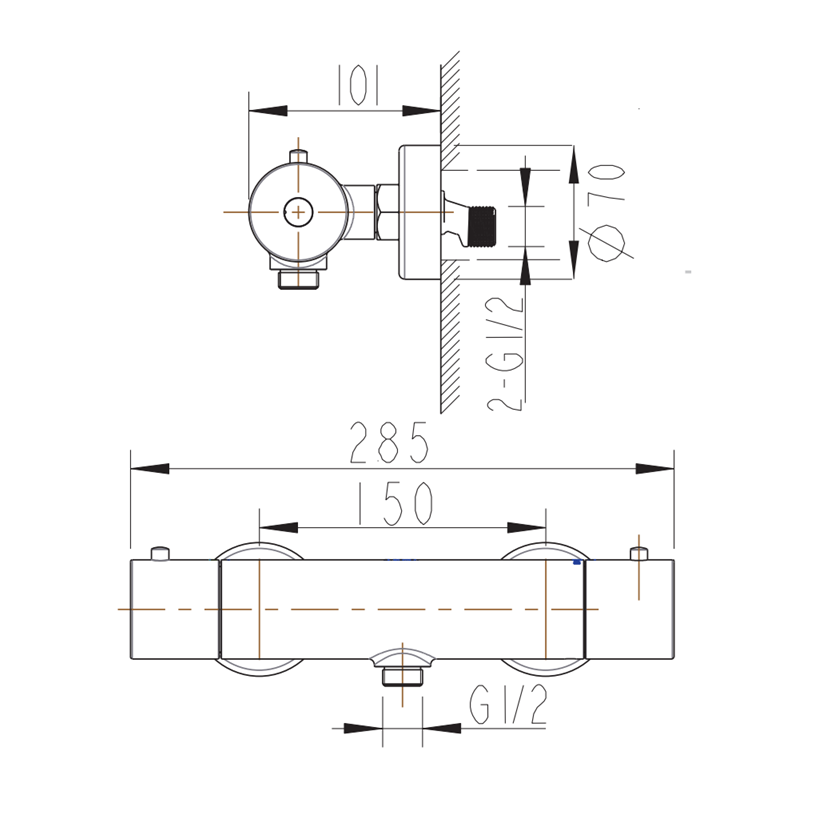 Mitigeur thermostatique de douche BRAVAT Berlin