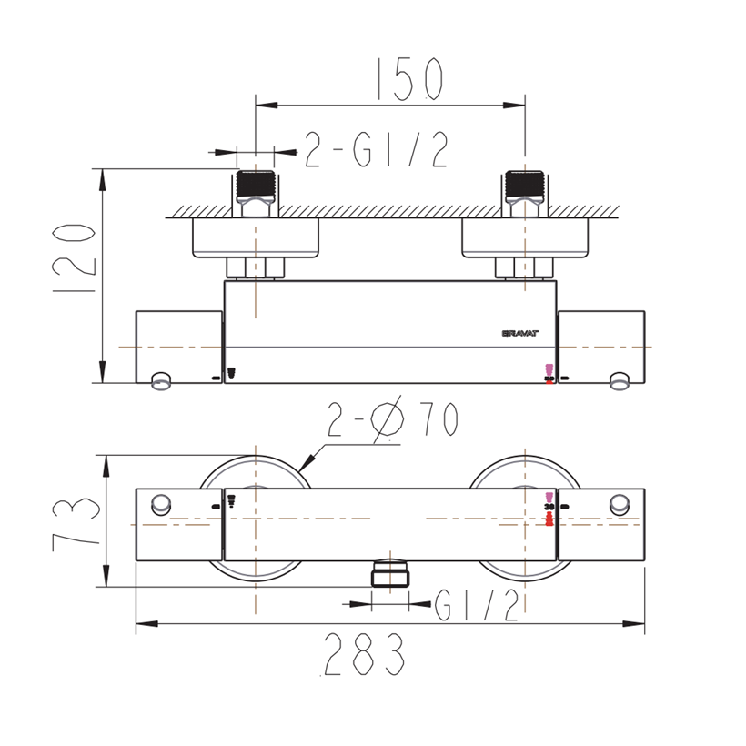 Mitigeur thermostatique de douche BRAVAT Genf