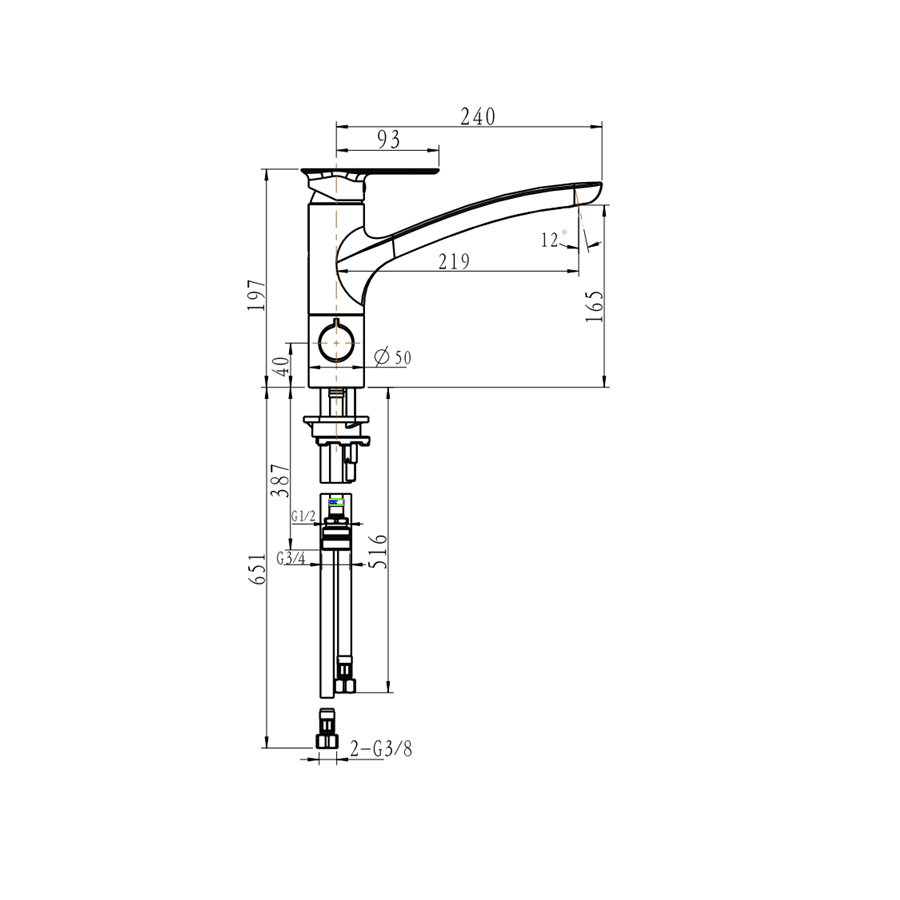 Robinet de cuisine BRAVAT Sydney-bec orientable