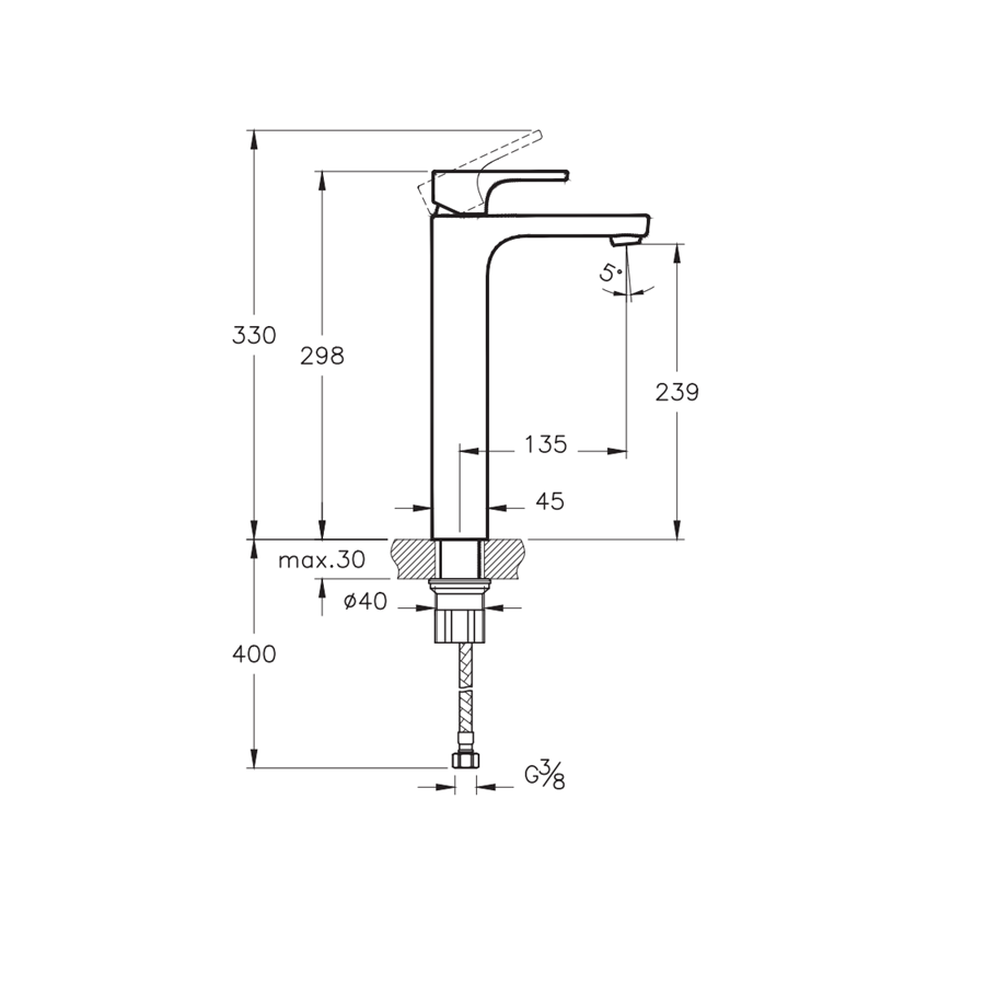 Robinet de lavabo pour vasque à poser VitrA Sento