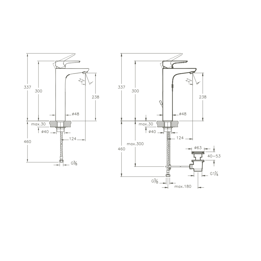 Robinet de lavabo pour vasque à poser VITRA X-Line