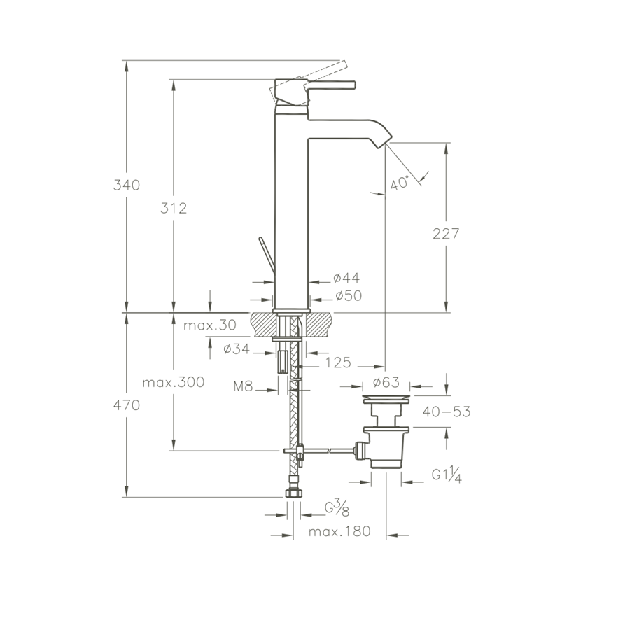 Robinet de lavabo pour vasque à poser VITRA Minimax S BlueEco