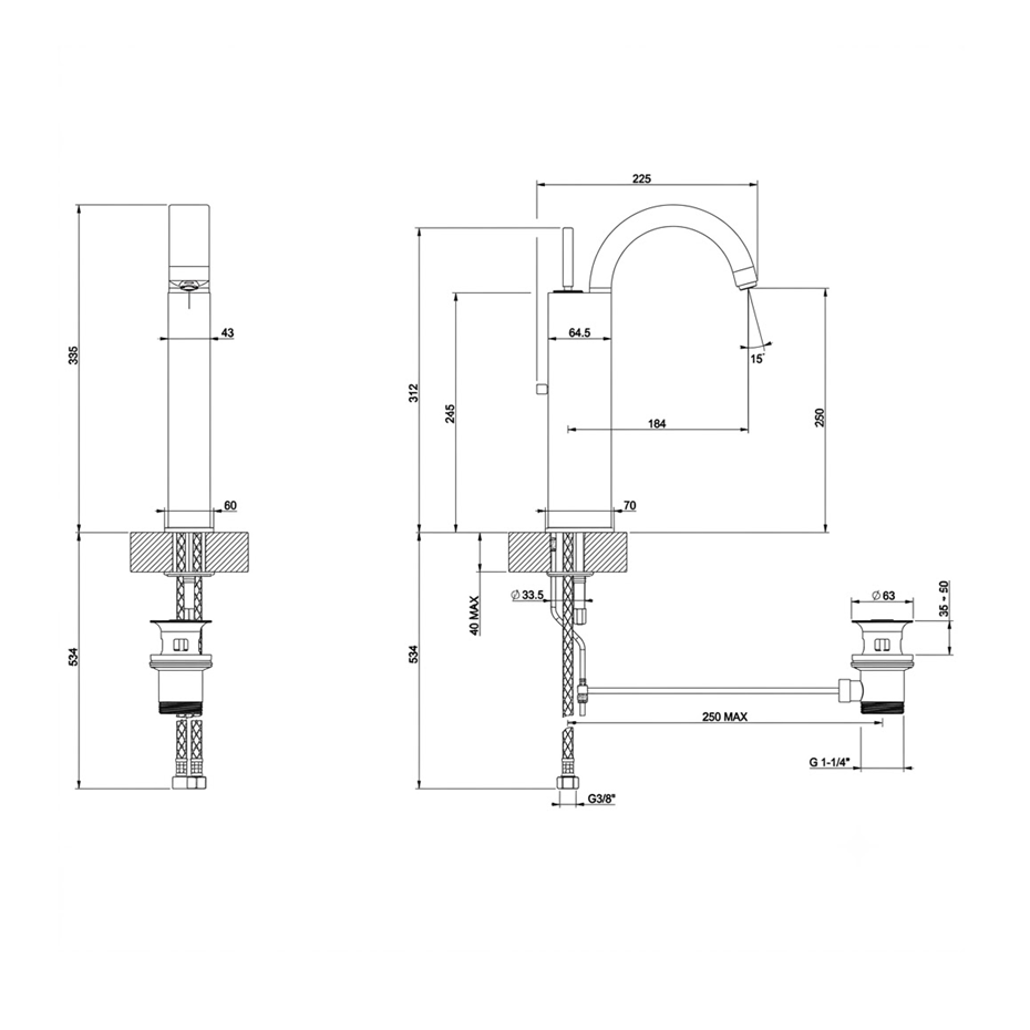 Robinet de lavabo pour vasques à poser GESSI Ovale Prestige