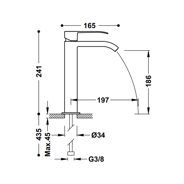 Robinet de lavabo pour vasque à poser TRES Cuadro