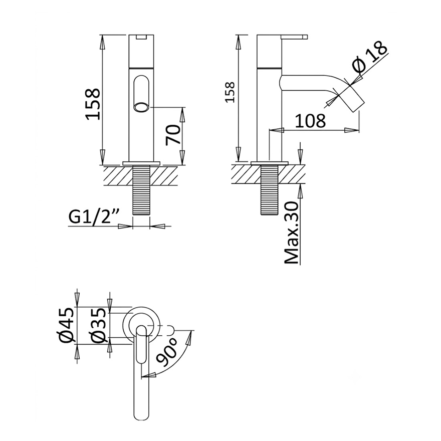 BRUMA Leaf cold water basin tap