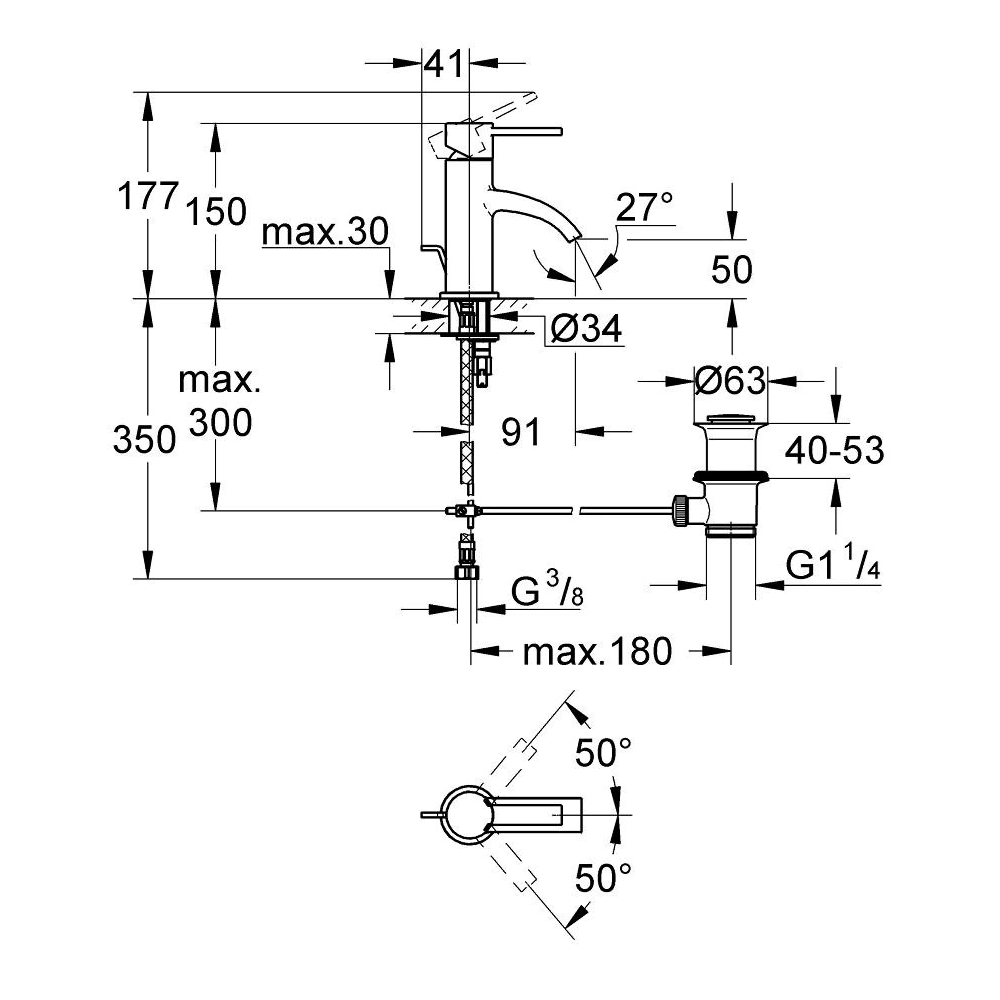 Robinet de lavabo GROHE Allure