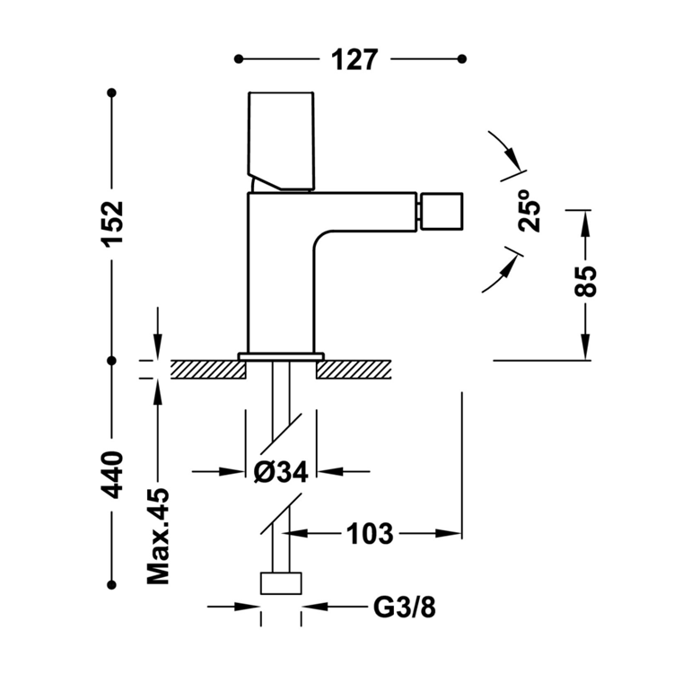 Robinet de bidet TRES Project